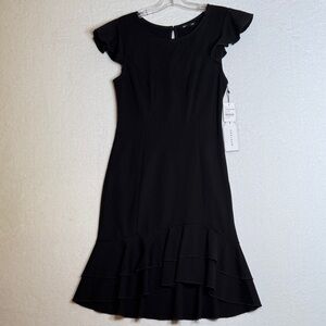 Black Midi Dress with Ruffle Hem size medium, max + ash #2749